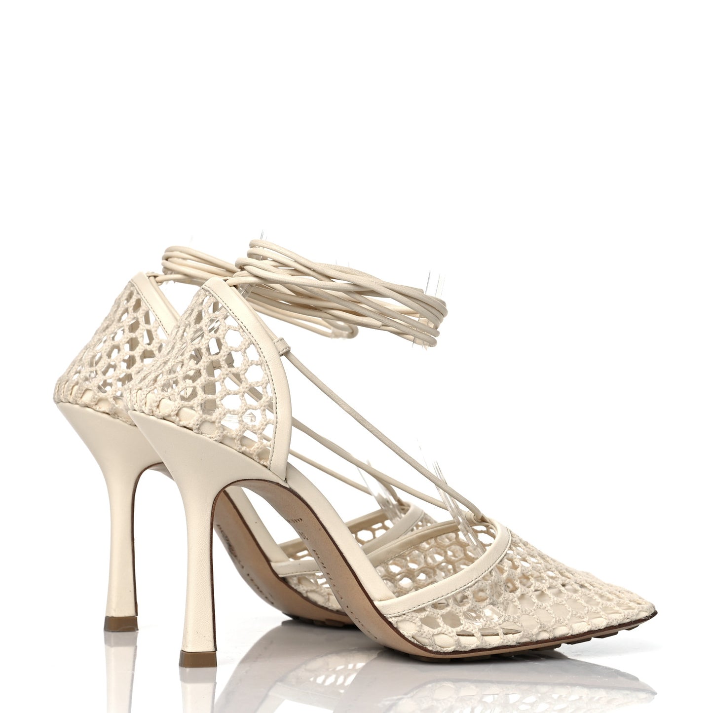 Mesh Nappa Stretch Ankle Tie Sandals 39 Toile