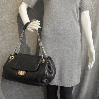 Chanel Metallic Calfskin Perforated Large Drill Accordion Flap Black 3 of 11