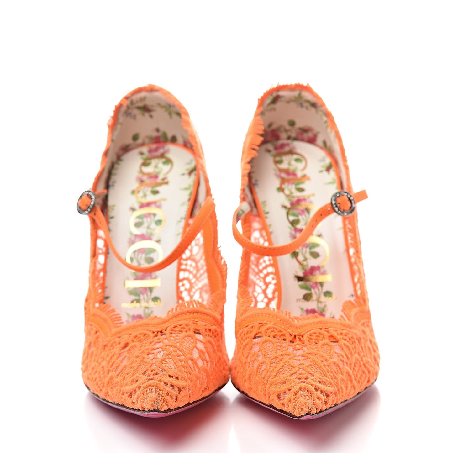 Lace Pizzo Venice Pumps 38.5 Orange Fluo