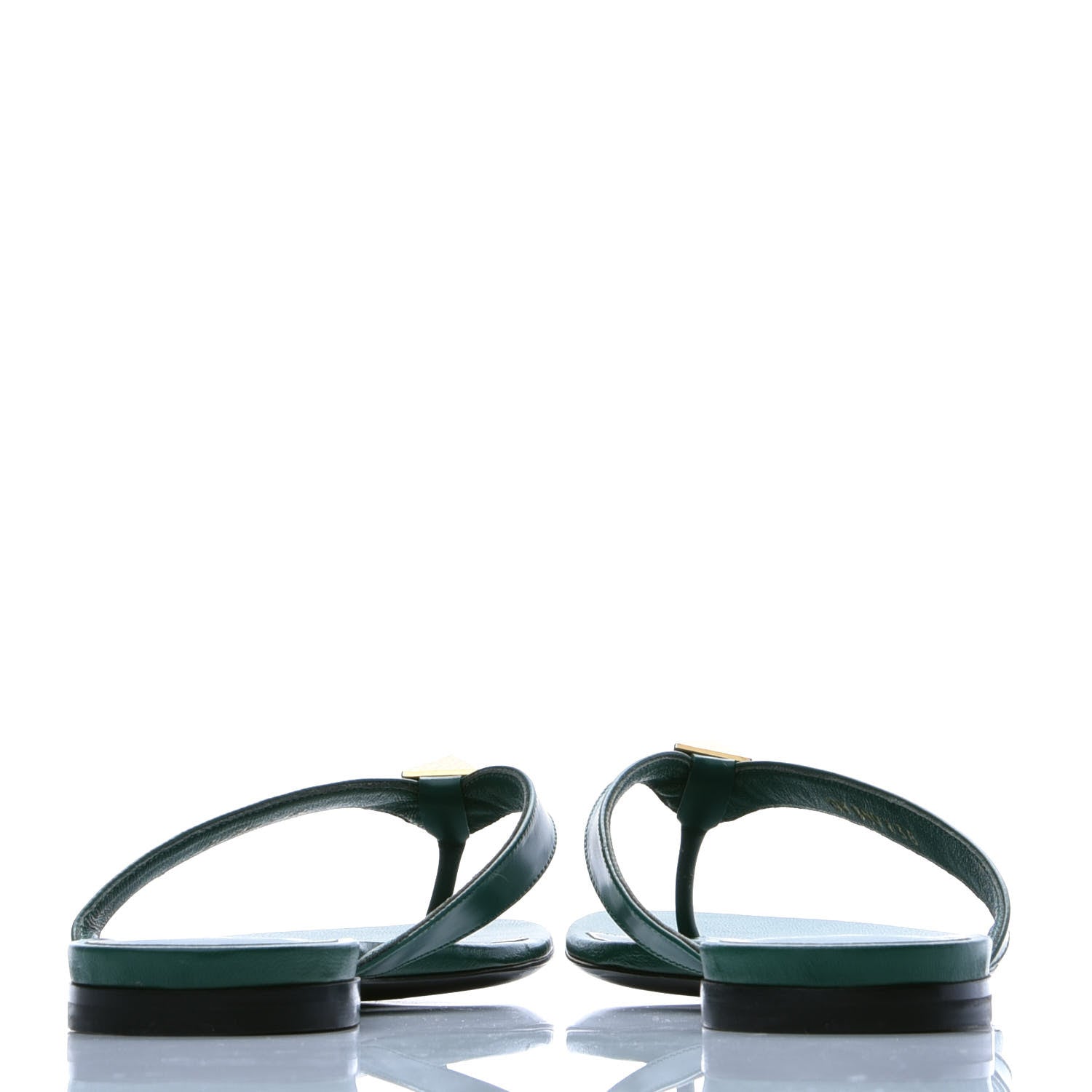 Valentino Garavani Calfskin Rockstud Thong Sandals 38 Green 5 of 10