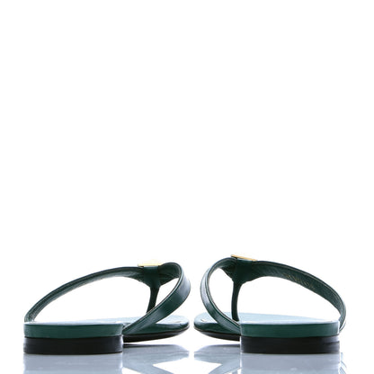 Valentino Garavani Calfskin Rockstud Thong Sandals 38 Green 5 of 10