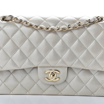 Chanel Iridescent Calfskin Quilted Medium Double Flap Light Gold 7 of 10