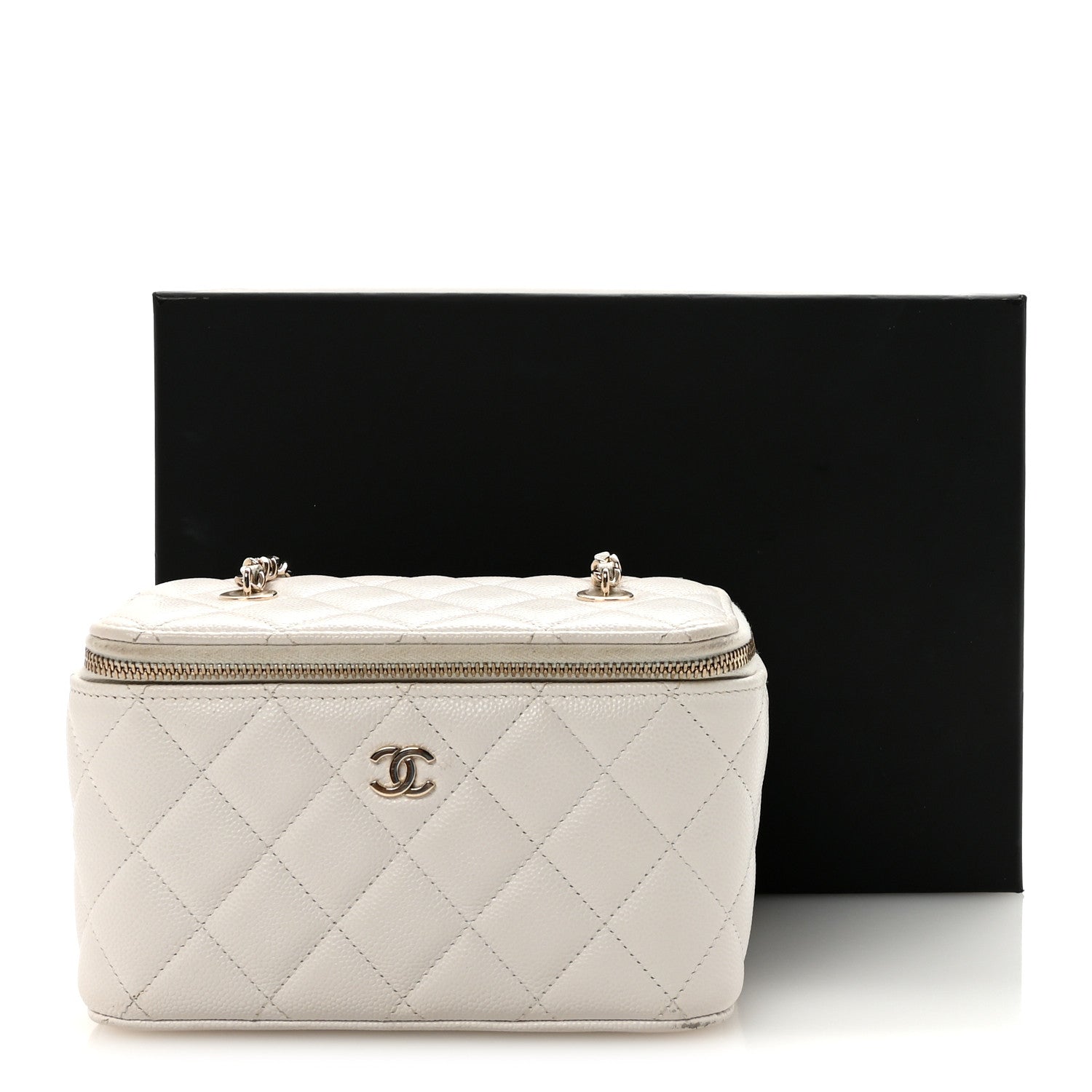 Chanel Caviar Quilted Small Vanity Case With Chain White 11 of 11