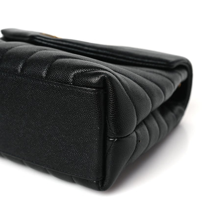 Saint Laurent Grain de Poudre Calfskin Y Quilted Monogram Small Loulou Chain Satchel Black 8 of 8