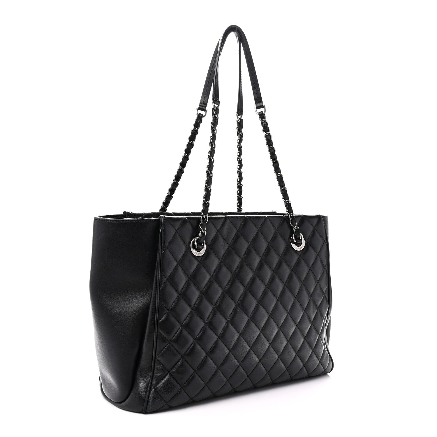 Chanel Lambskin Quilted Shopping Tote Black 3 of 10