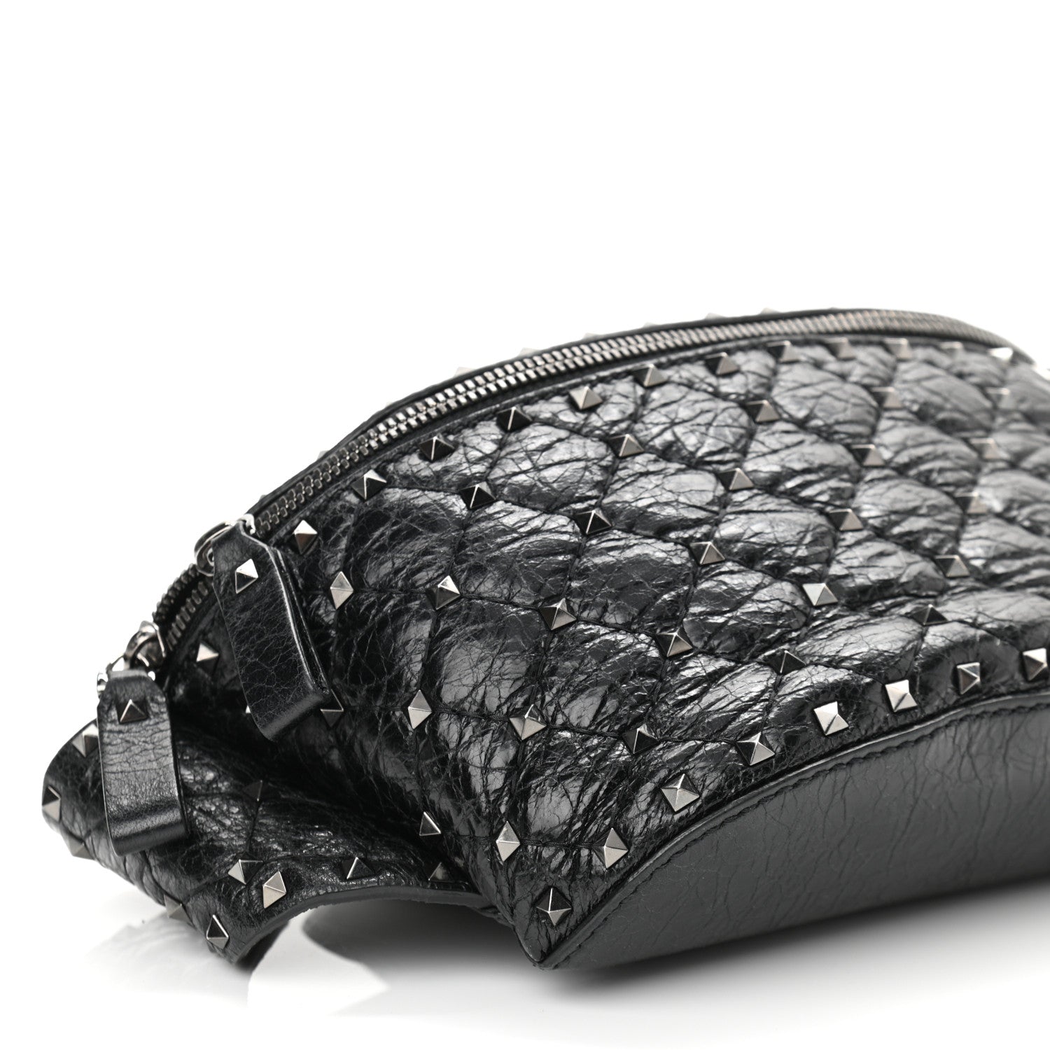 Valentino Garavani Craquele Nappa Rockstud Spike Belt Bag 80 Black 8 of 10