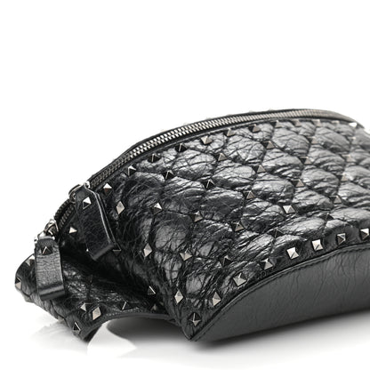 Valentino Garavani Craquele Nappa Rockstud Spike Belt Bag 80 Black 8 of 10