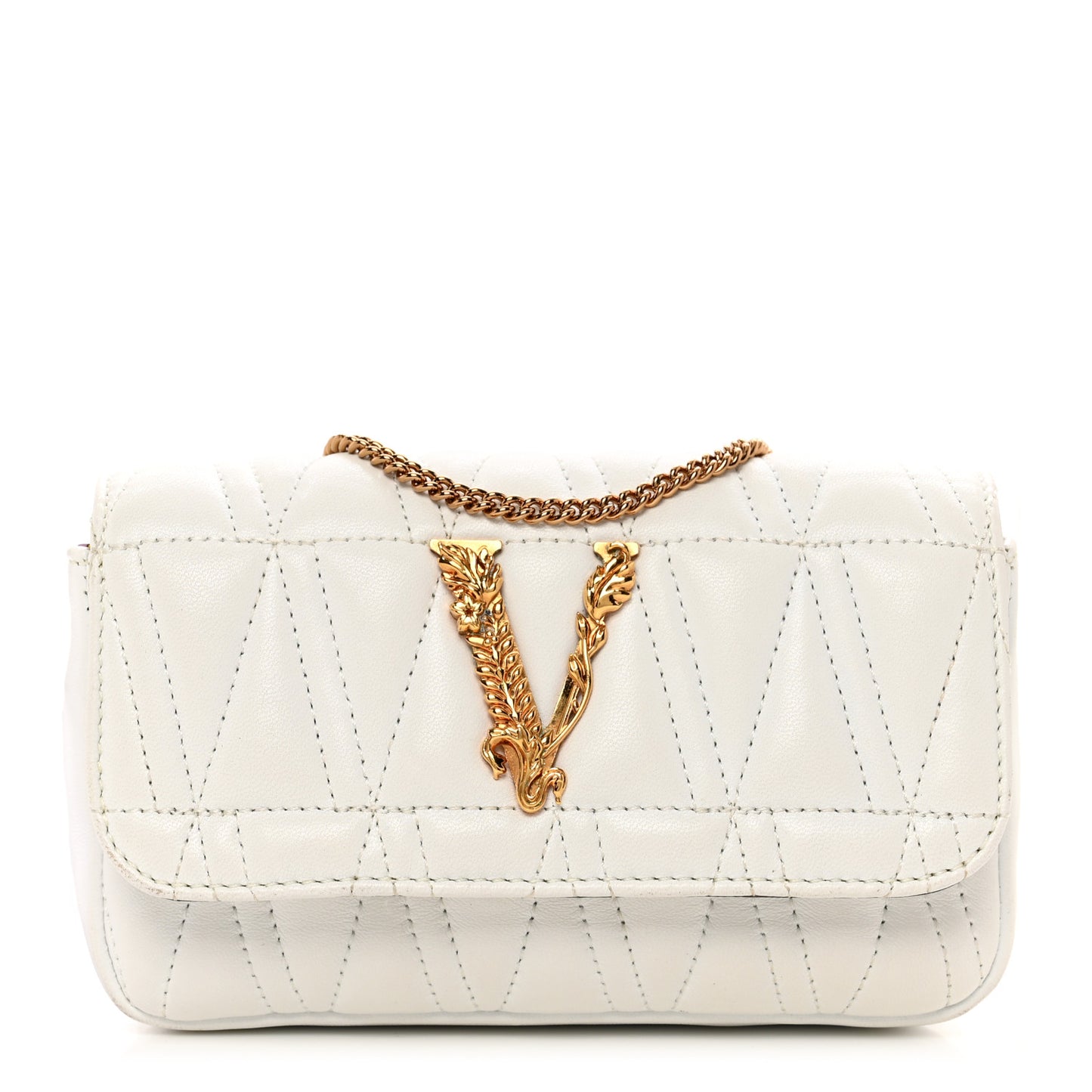 Nappa Quilted Virtus Evening Bag White