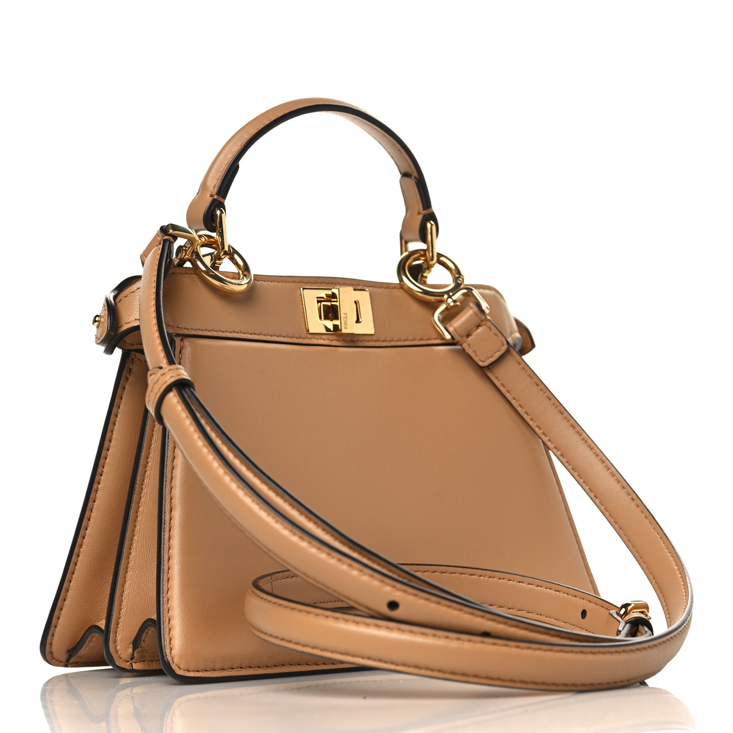Shiny Nappa Petite Peekaboo I SEE U Satchel Miele Scuro