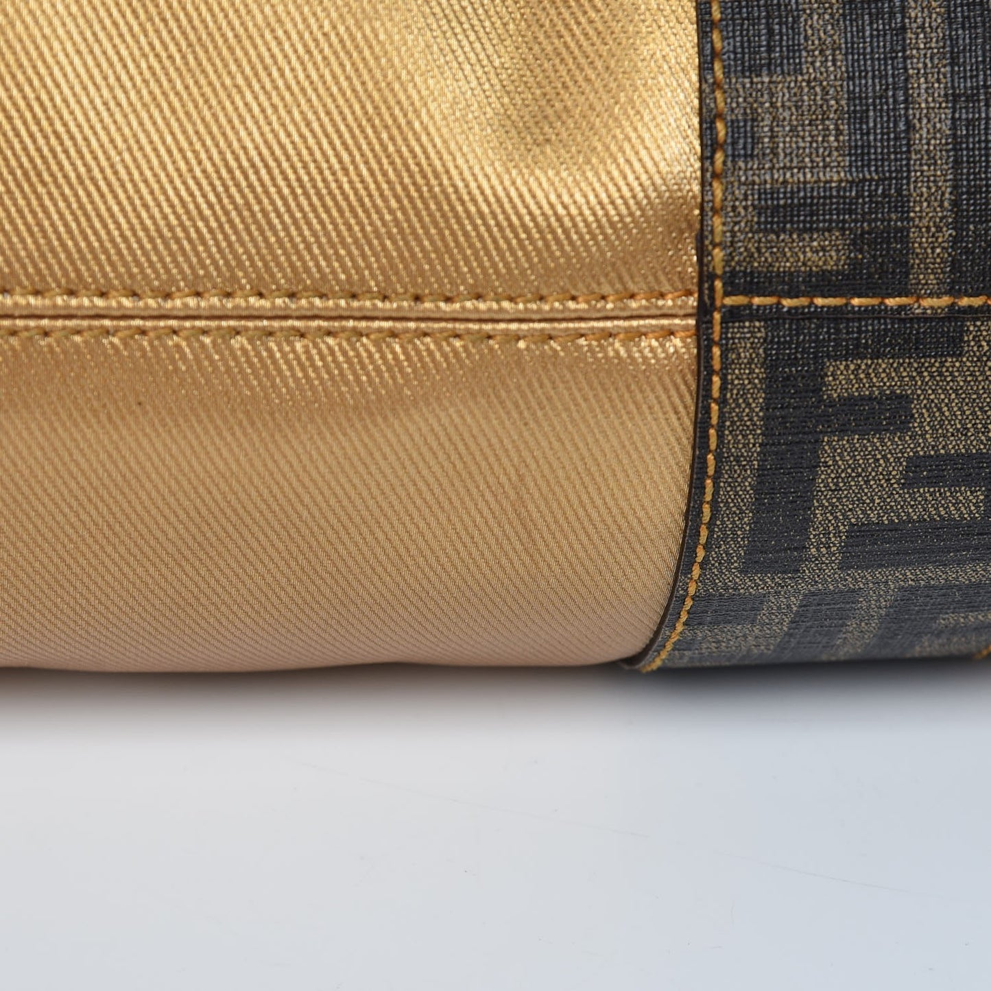 Metallic Canvas Zucca Zucchino Spalmati Large Mixed Media B Mix Tote Gold Brown