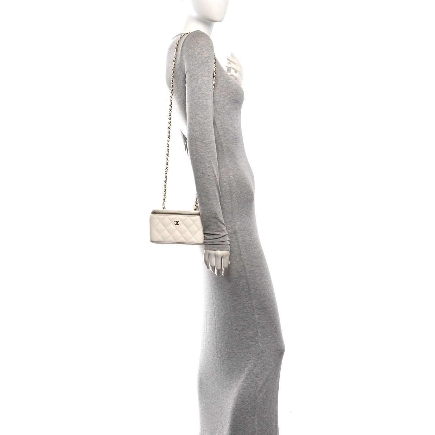 Chanel Caviar Quilted Small Vanity Case With Chain White 2 of 10