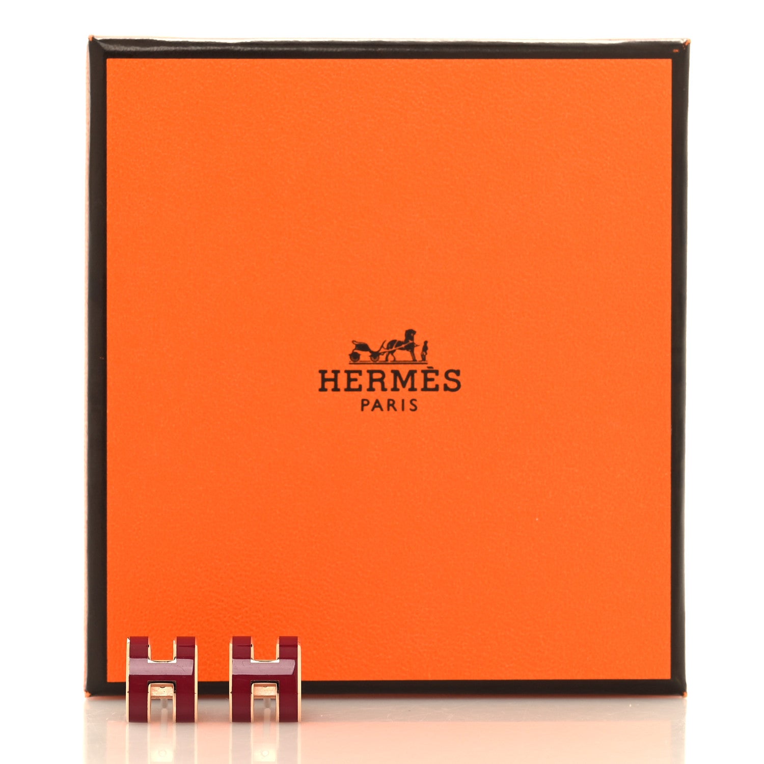 Hermes Gold Lacquered Mini Pop H Earrings Rose Extreme 6 of 6