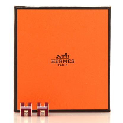 Hermes Gold Lacquered Mini Pop H Earrings Rose Extreme 6 of 6