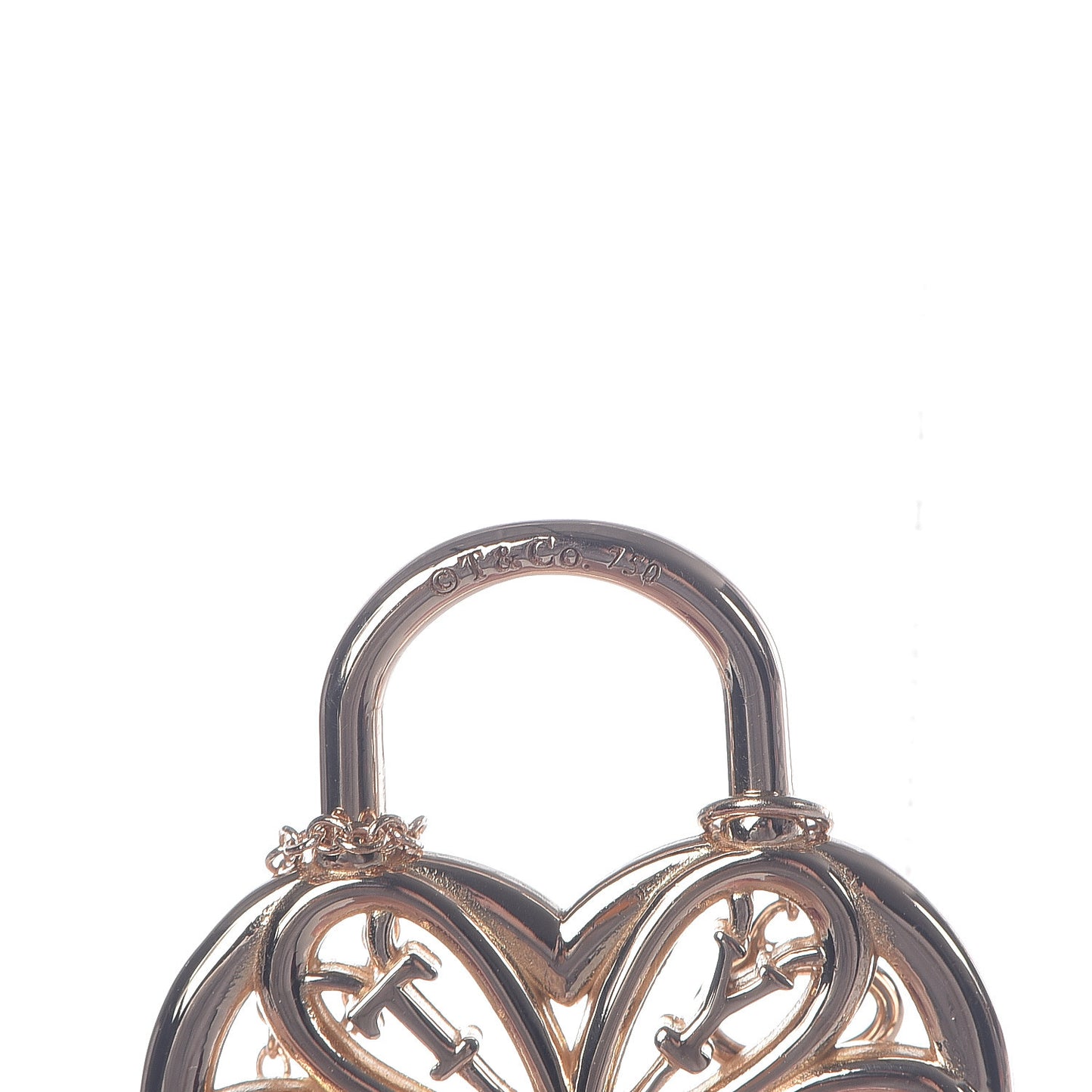 18K Rose Gold Filigree Heart Key Pendant Necklace