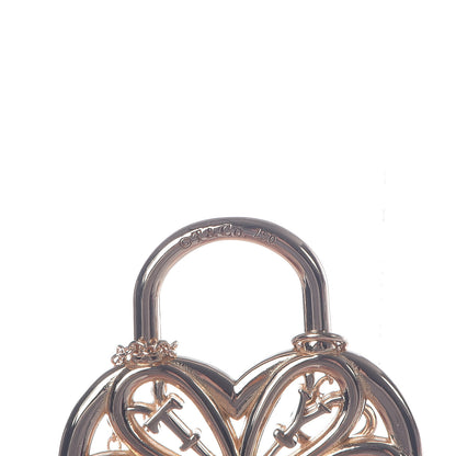 Tiffany 18K Rose Gold Filigree Heart Key Pendant Necklace 4 of 7