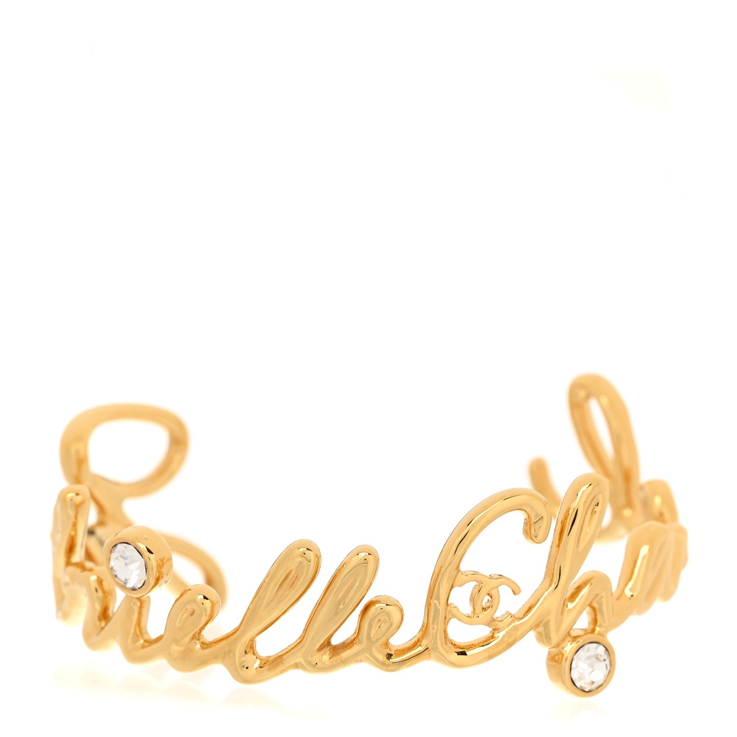 Metal Crystal Gabrielle Chanel Bracelet S Gold