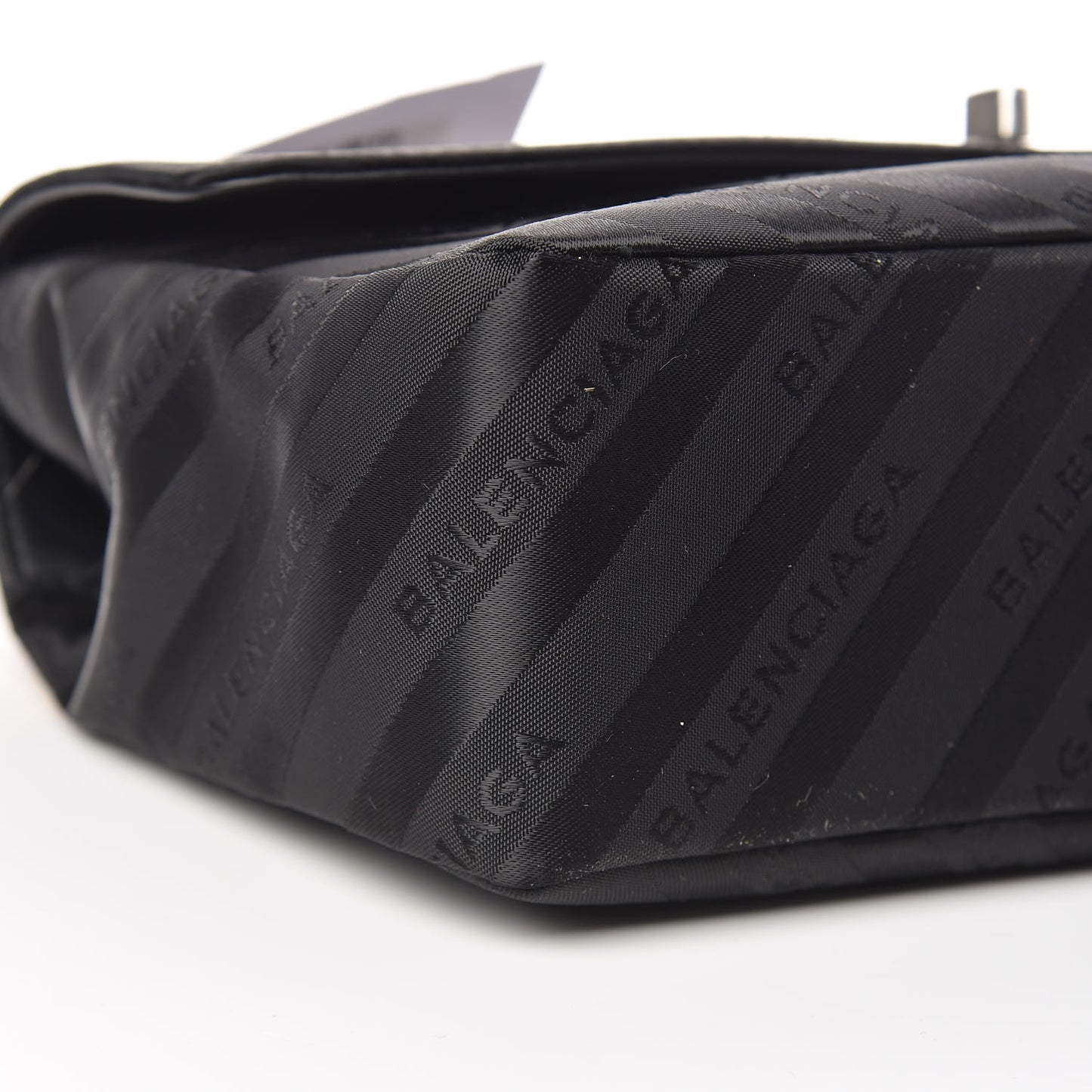 Nylon Jacquard Diagonal Logo Medium Scarf Lock Chain Shoulder Bag Black Red