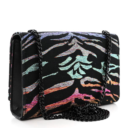 Saint Laurent Canvas Calfskin Metallic Tiger Print Small Monogram Kate Satchel Black Multicolor 3 of 15