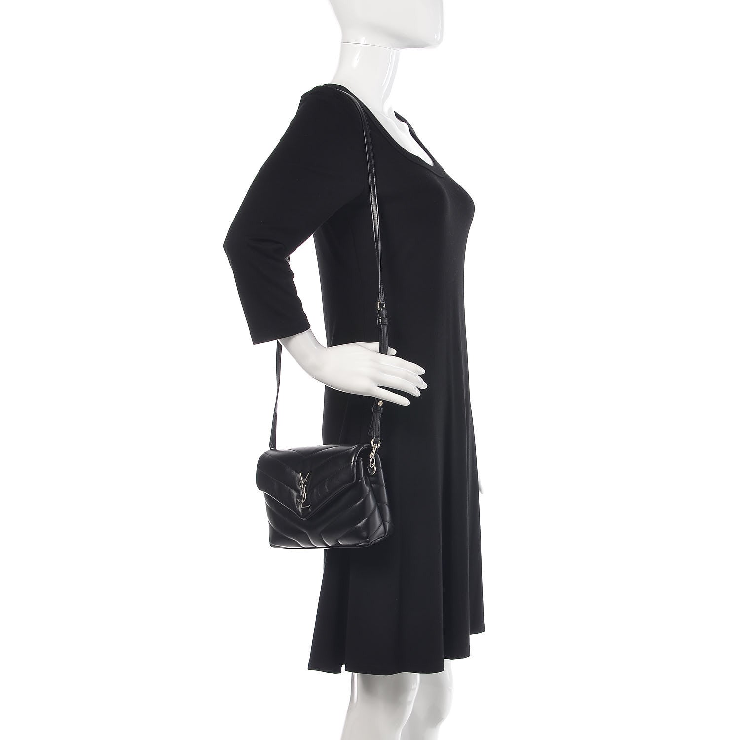 Saint Laurent Calfskin Y Quilted Monogram Toy Loulou Crossbody Bag Black 2 of 10