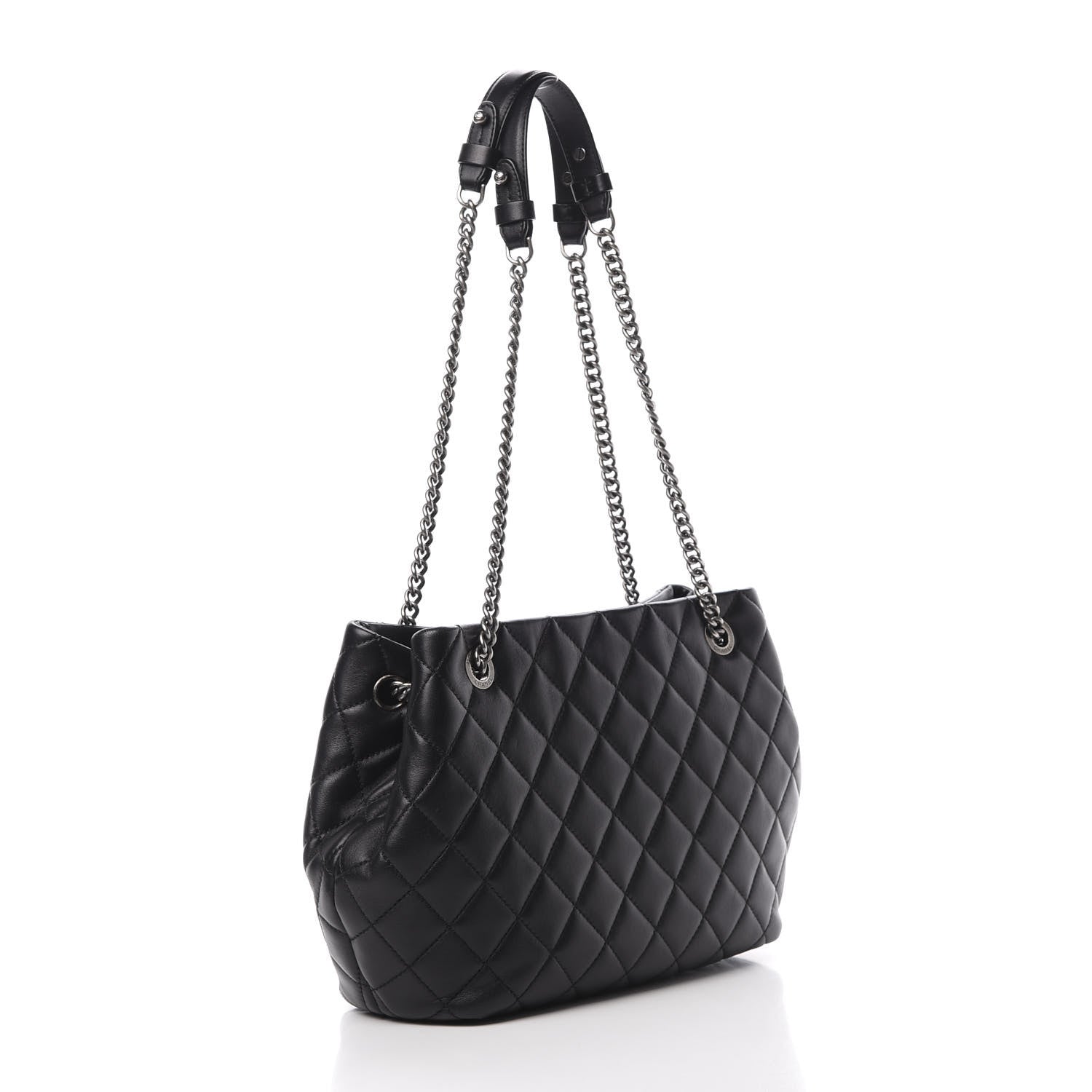 Chanel Lambskin Quilted Accordion Tote Black 3 of 12