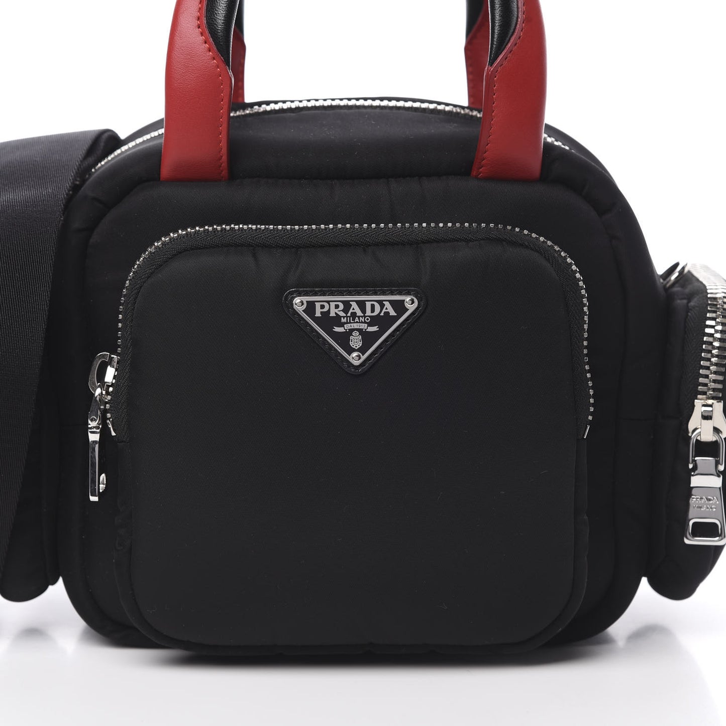 Tessuto Nylon Pocket Top Handle Cargo Bag Black Fuoco