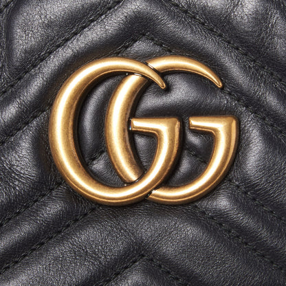 Gucci Calfskin Matelasse Medium GG Marmont Shoulder Tote Bag Black 6 of 8