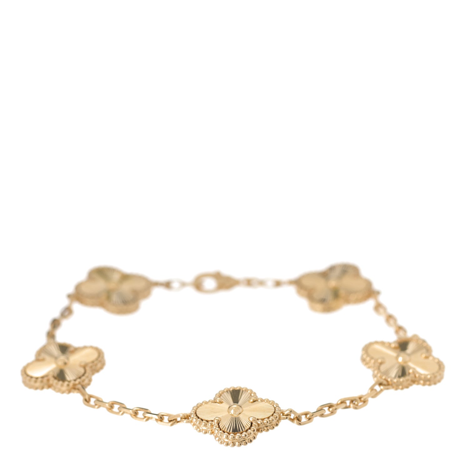 Van Cleef & Arpels 18K Yellow Gold 5 Motifs Guilloche Vintage Alhambra Bracelet 1 of 6