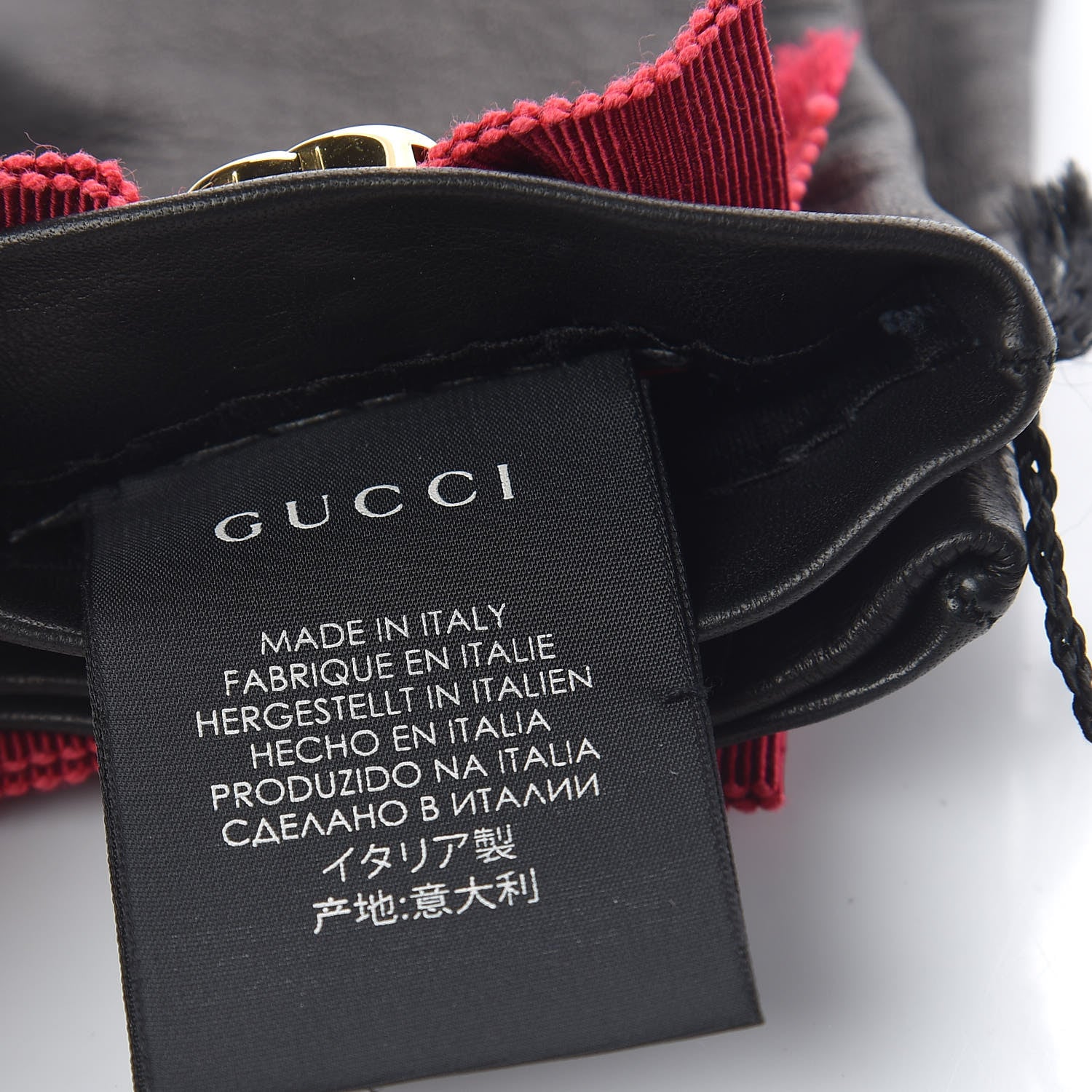 Gucci Nappa GG Bow Gloves 8.5 Black Pink 3 of 4