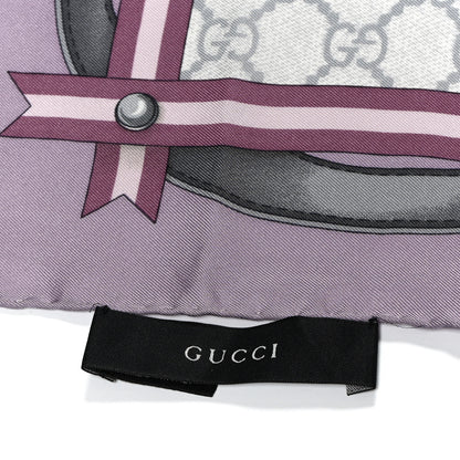 Gucci Silk GG Monogram Horsebit Scarf Purple Gray 3 of 4