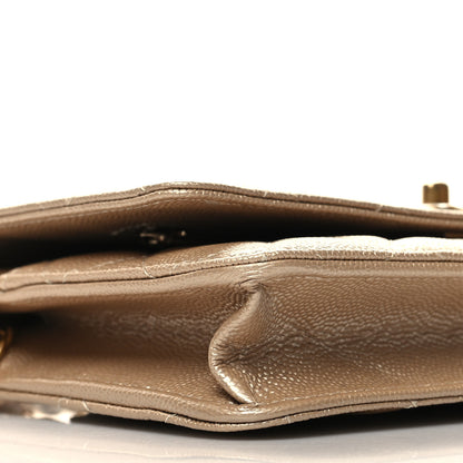 Chanel Metallic Caviar Quilted Wallet On Chain WOC Gold 10 of 12