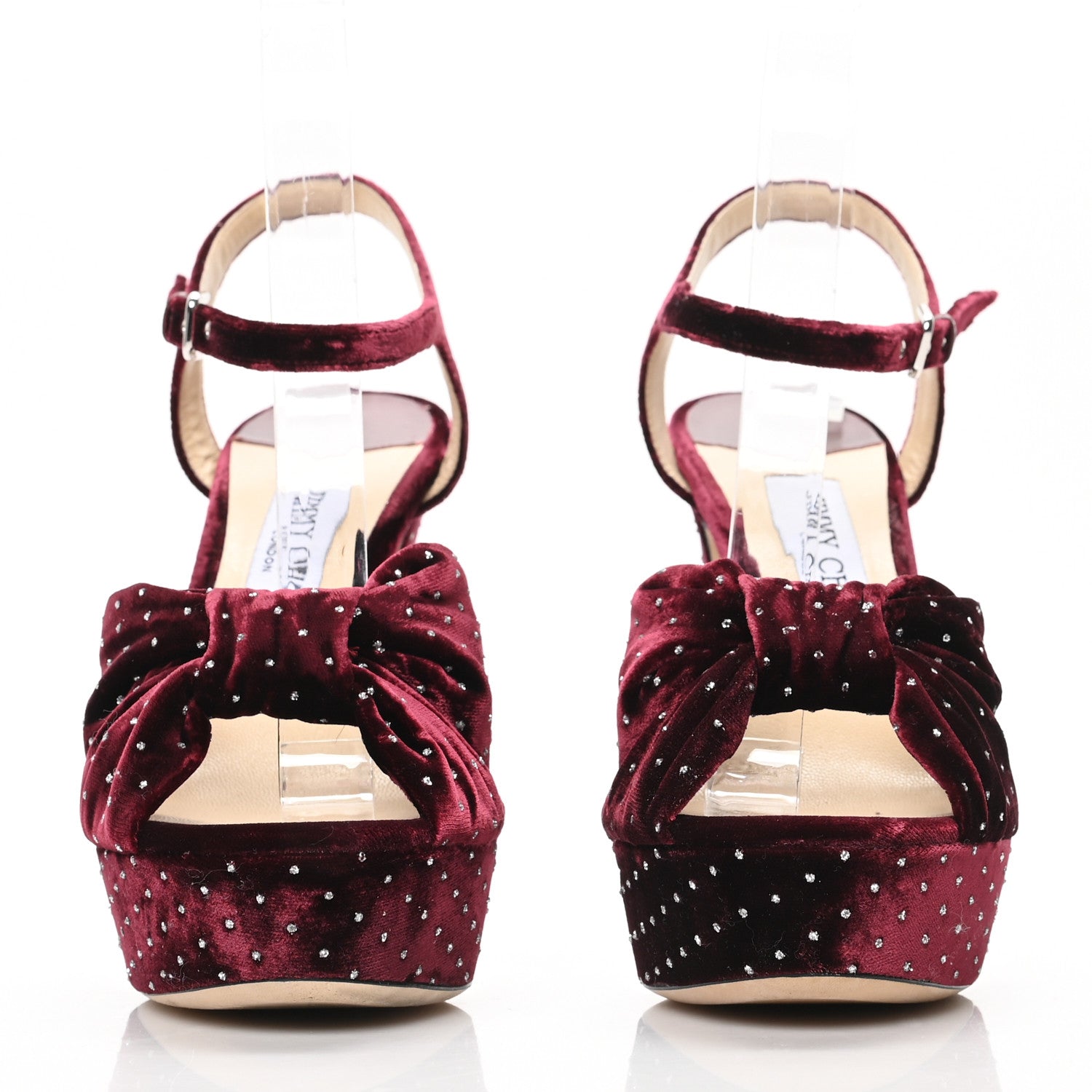 Jimmy Choo Velvet Glitter Spotted Heloise 120 Sandals 39 Grape Silver 2 of 7