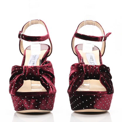 Jimmy Choo Velvet Glitter Spotted Heloise 120 Sandals 39 Grape Silver 2 of 7