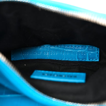 Balenciaga Extra Supple Calfskin Crocodile Embossed Le Cagole Shoulder Bag XS Turquoise 7 of 10