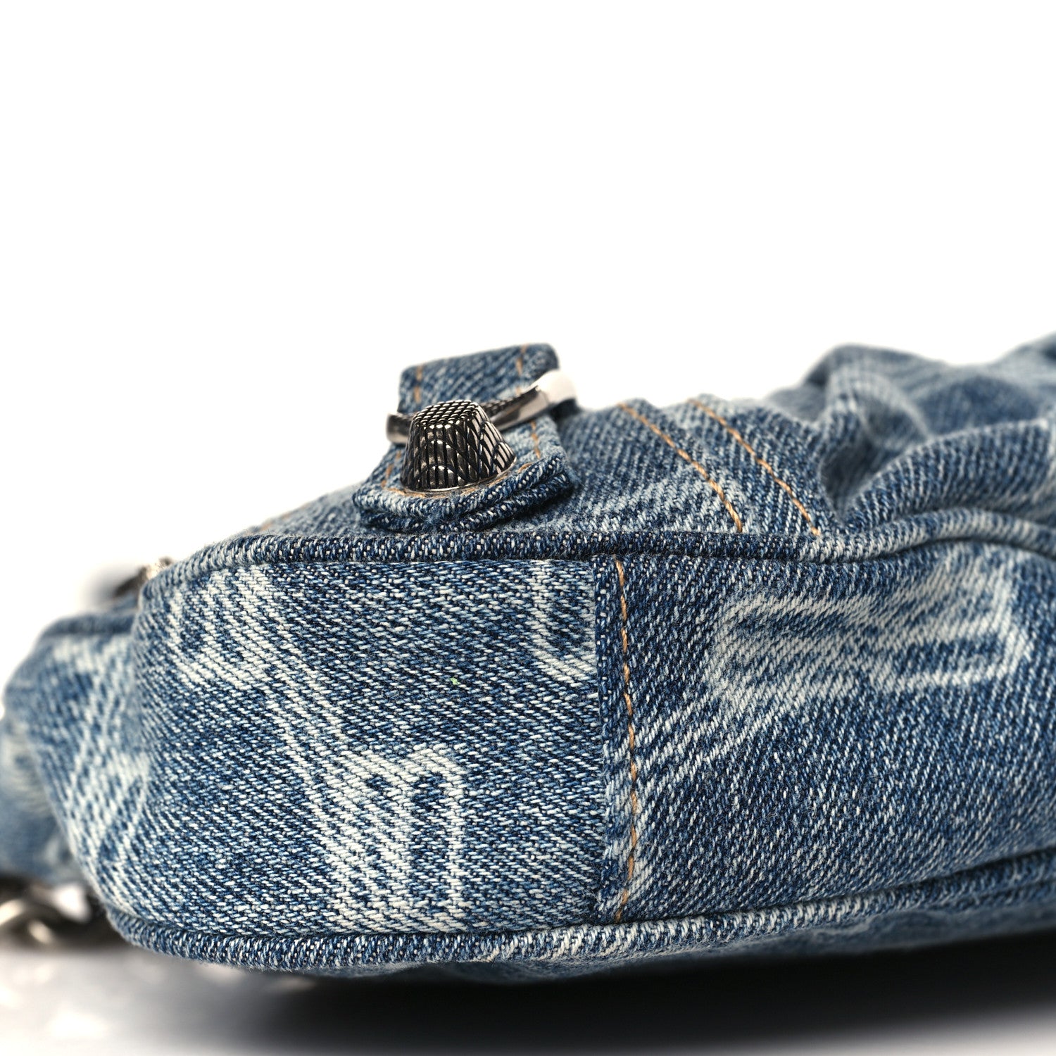 Balenciaga Bleached Denim BB Monogram Le Cagole Mini Purse With Chain Blue 8 of 9