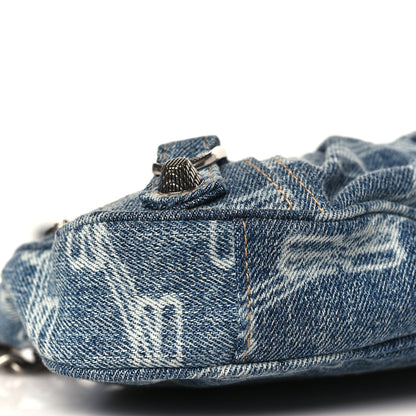 Balenciaga Bleached Denim BB Monogram Le Cagole Mini Purse With Chain Blue 8 of 9