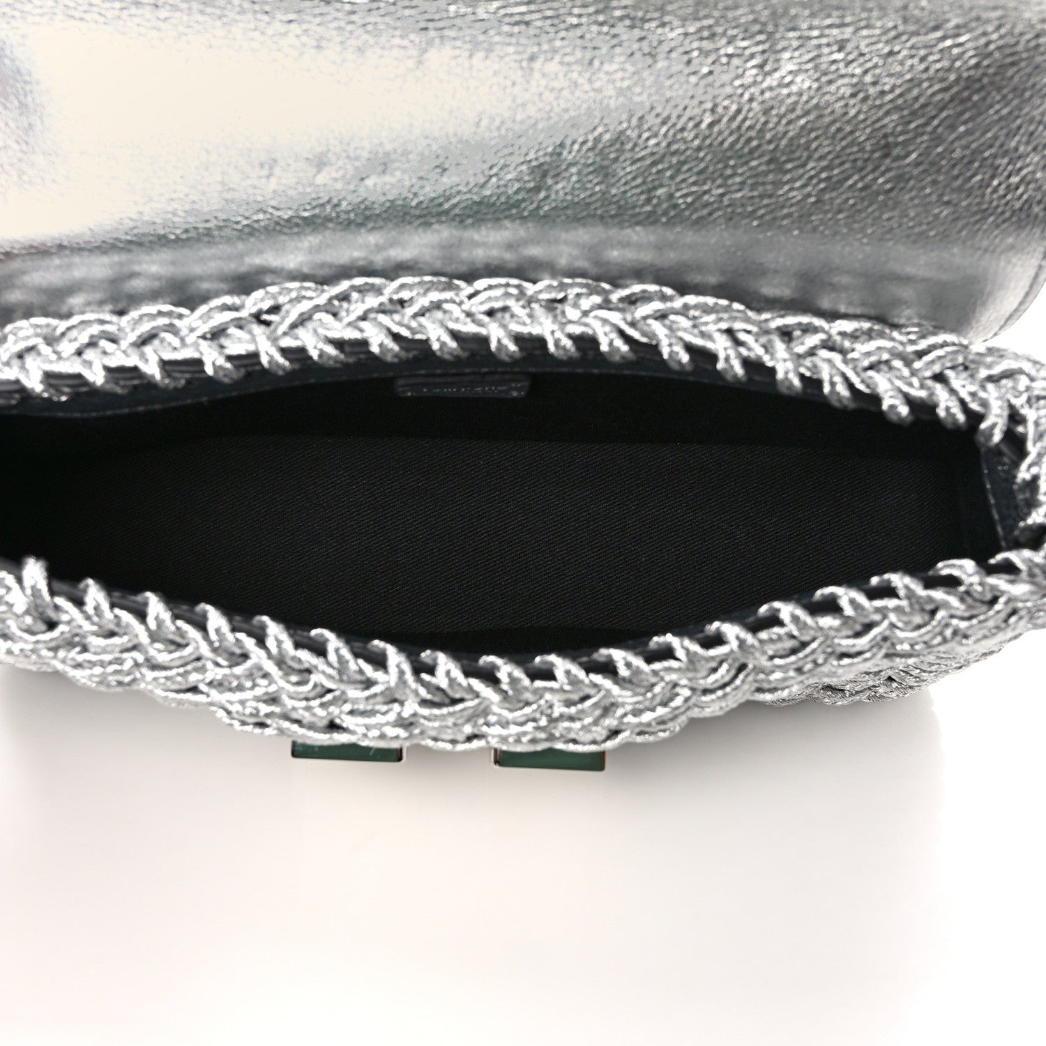 Tom Ford Calfskin Woven Satin Medium 001 Chain Shoulder Bag Silver 5 of 9