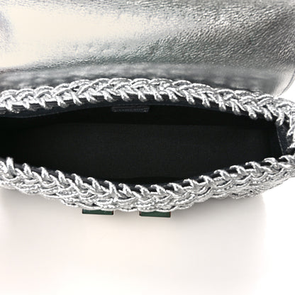 Tom Ford Calfskin Woven Satin Medium 001 Chain Shoulder Bag Silver 5 of 9