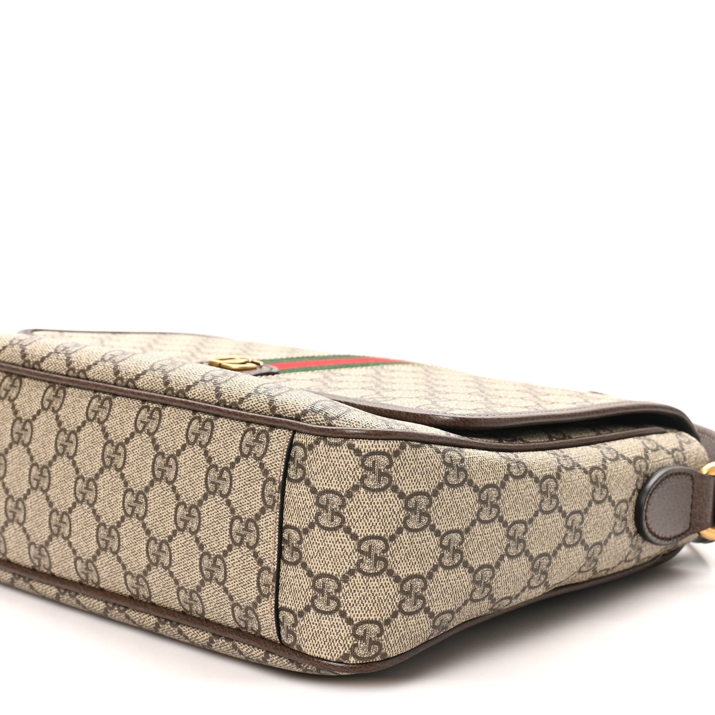 Tender GG Supreme Monogram Textured Dollar Calfskin Ophidia Messenger Bag Beige Ebony Dark Brown