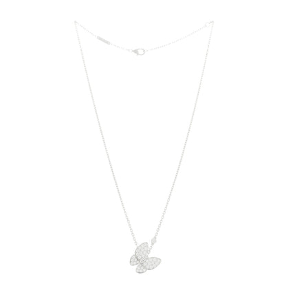 Van Cleef & Arpels 18K White Gold Diamond Two Butterfly Pendant Necklace 3 of 6