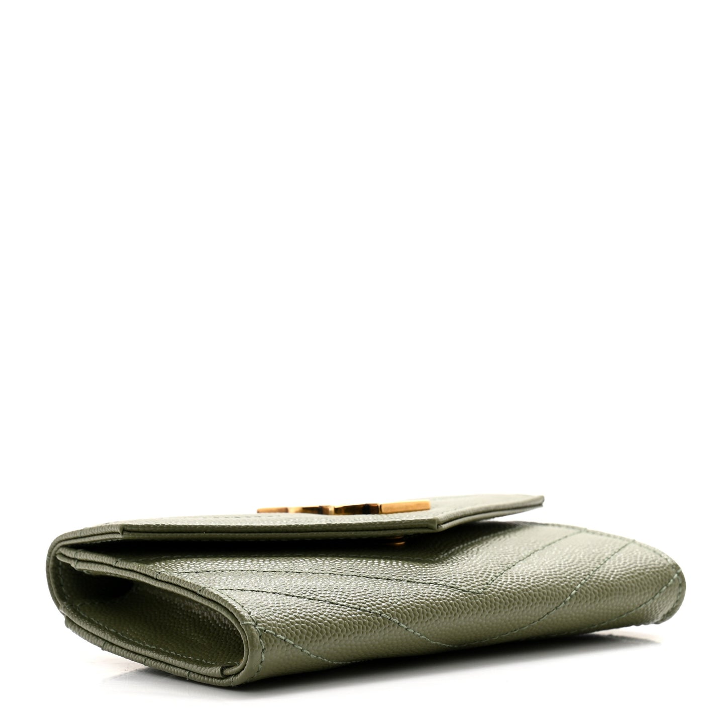 Grain De Poudre Matelasse Chevron Small Monogram Envelope Wallet Light Sage