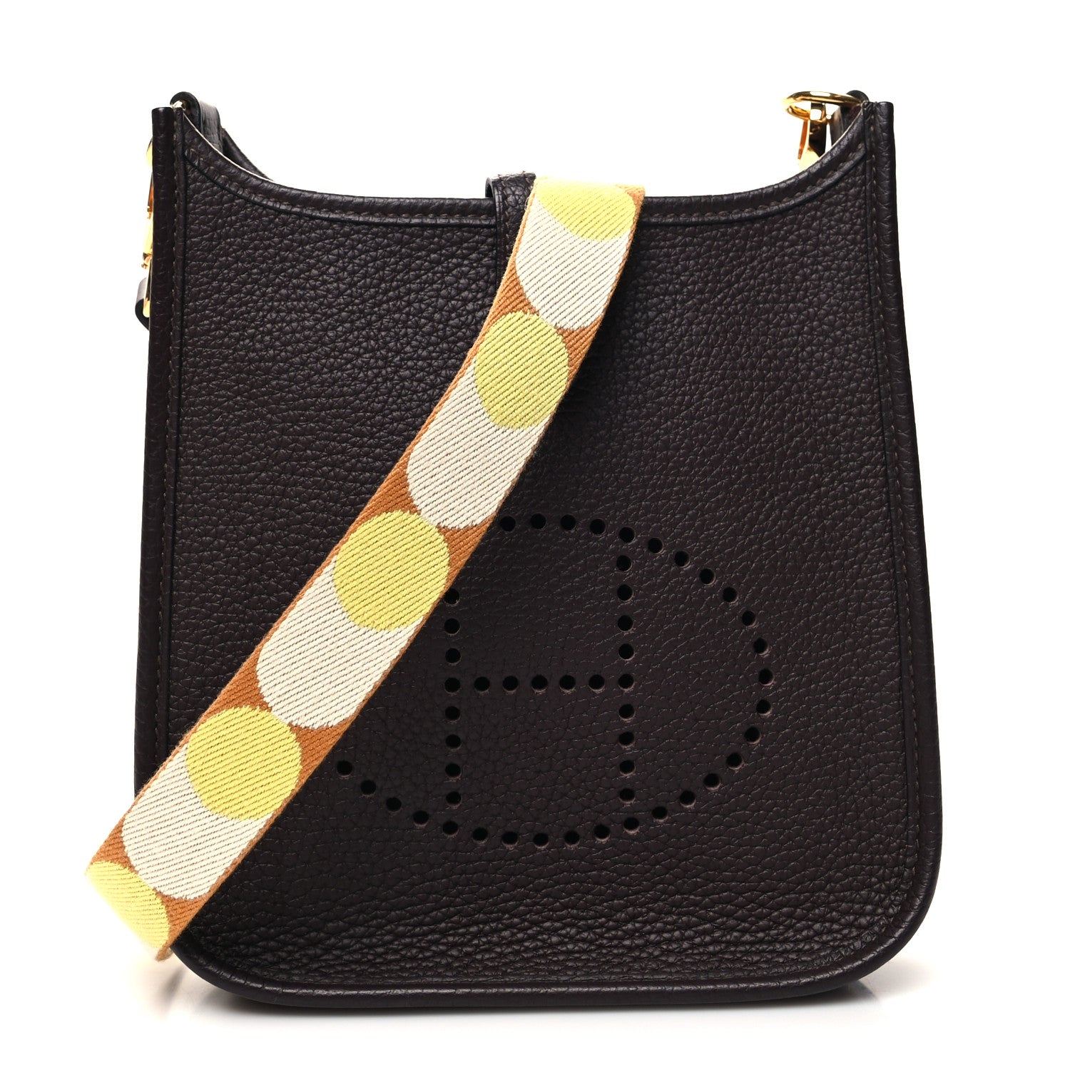 Hermes Taurillon Clemence Flipperball Sangle Evelyne TPM Rouge Sellier Caramel Nata Gold 1 of 10
