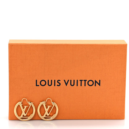 Louis Vuitton Metal Small Louise Hoop Earrings Gold 4 of 5