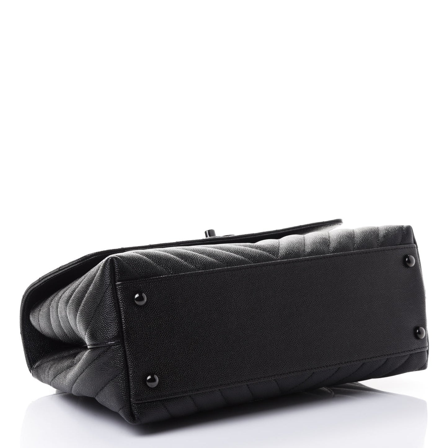 Caviar Chevron Quilted Small Coco Handle Flap So Black
