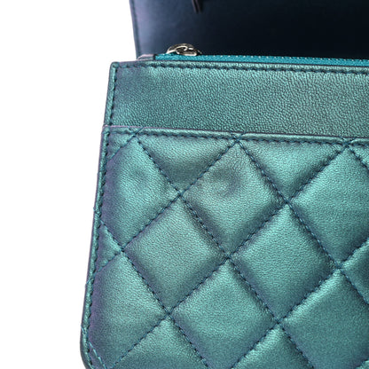 Chanel Iridescent Lambskin Quilted Wallet On Chain WOC Turquoise 12 of 12