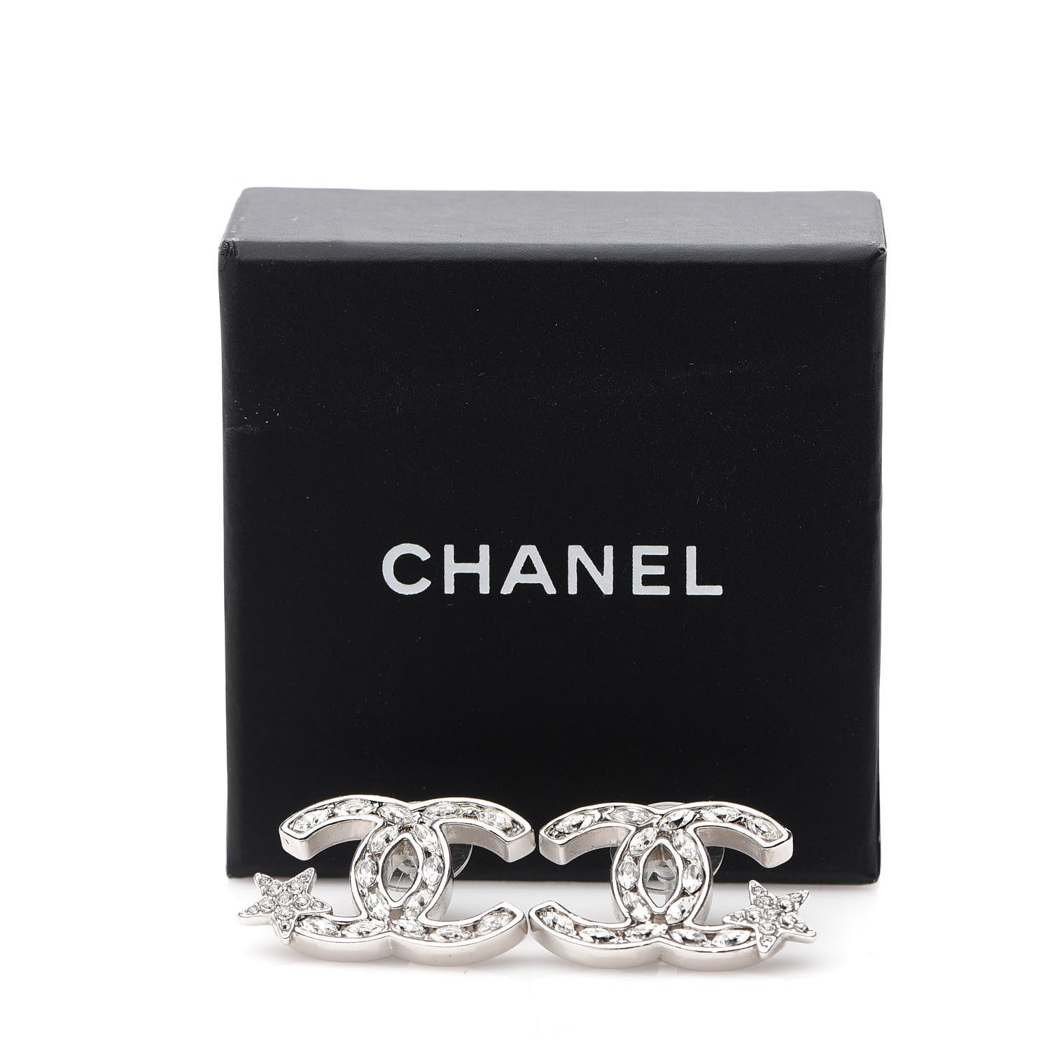 Chanel Crystal CC Starfall Earrings Silver 5 of 5