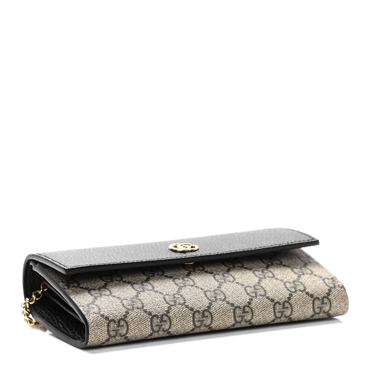 Gucci Dollar Calfskin GG Supreme Monogram Petite GG Marmont Wallet Chain Bag Black Beige Ebony 4 of 9