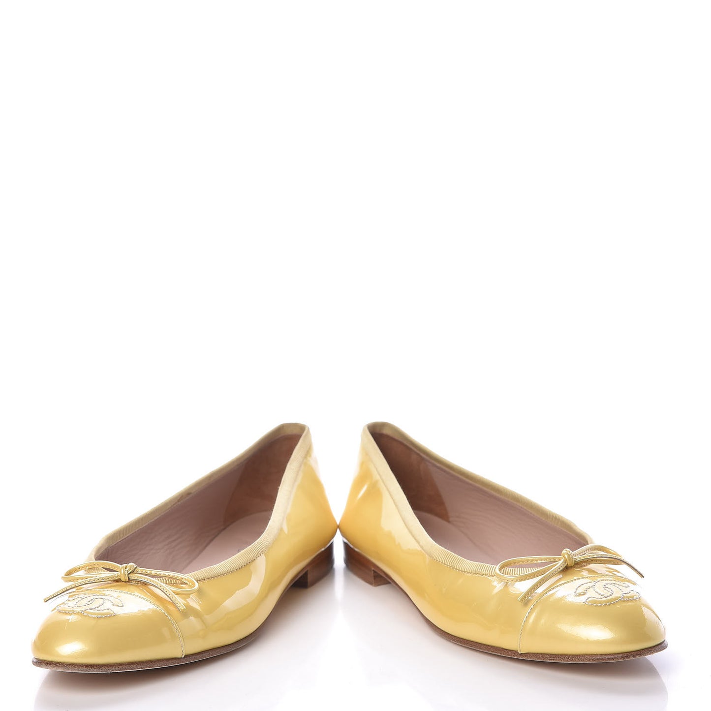 Calfskin Patent CC Cap Toe Ballerina Flats 39 Yellow