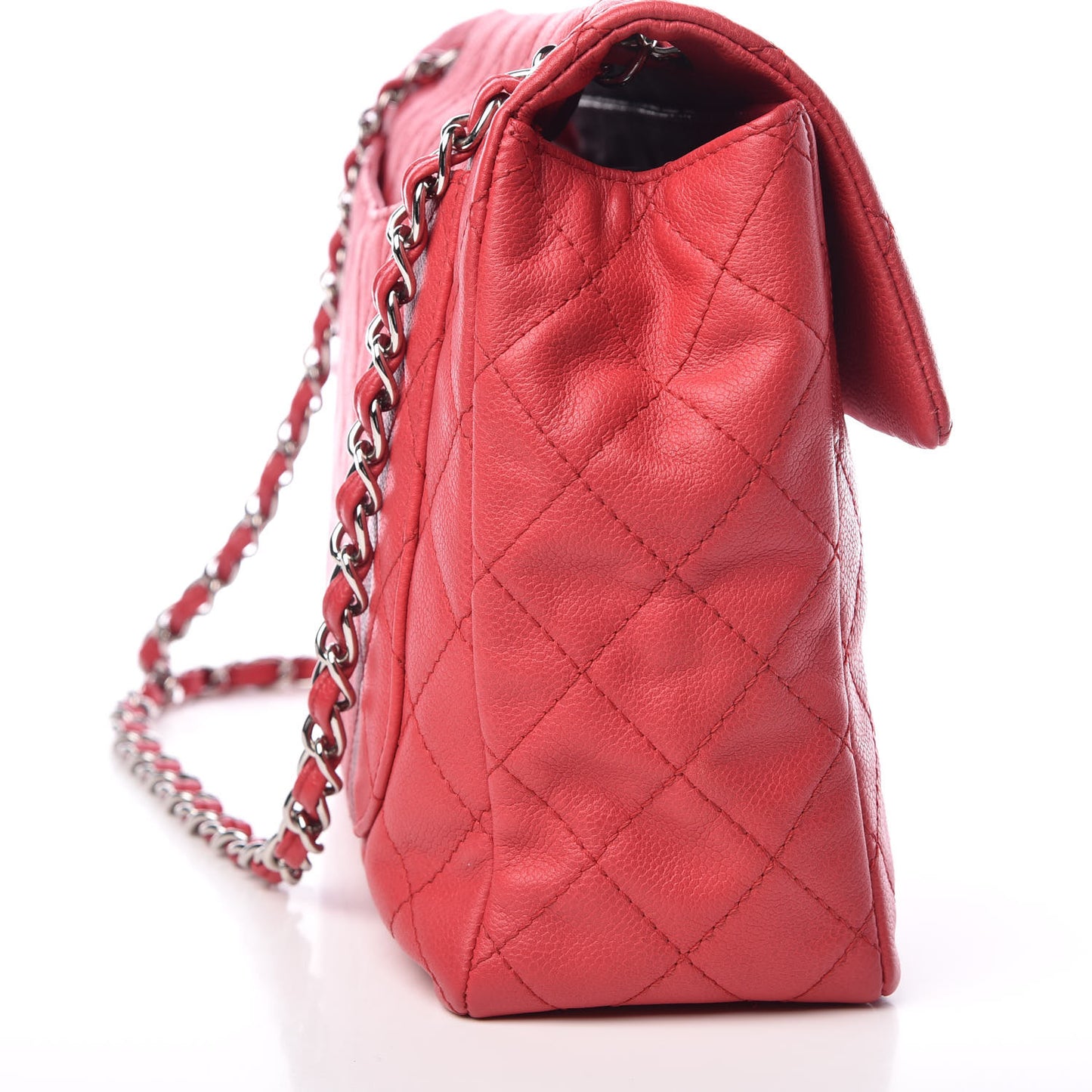 Washed Caviar Quilted Maxi Single Flap Fuchsia