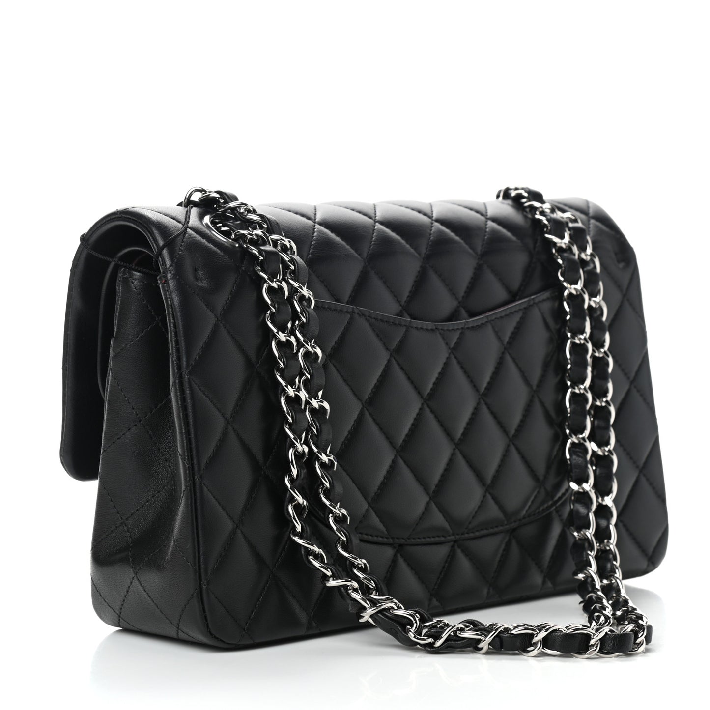 Lambskin Quilted Medium Double Flap Black