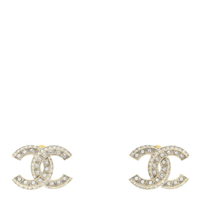 Chanel Crystal Timeless CC Earrings Light Gold 1 of 5